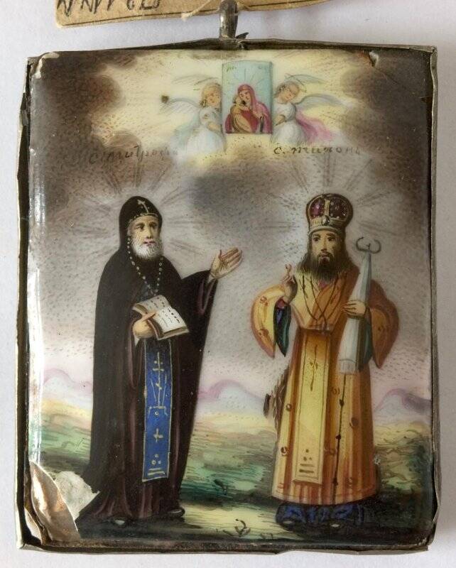 Образок с изображением епископов Митрофана Воронежского и Тихона Задонского