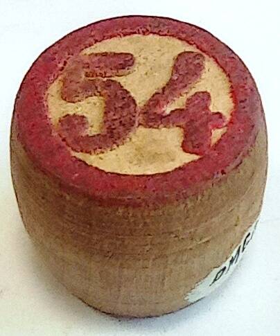Бочонок деревянный для игры «Лото». «54». Союз Советских Социалистических Республик, 1956 г.