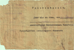 Удостоверение Николаеву Евдокиму Даниловичу, от 5 июля 1917 г.