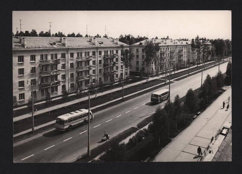 Фотография черно-белая. Морской проспект в Академгородке