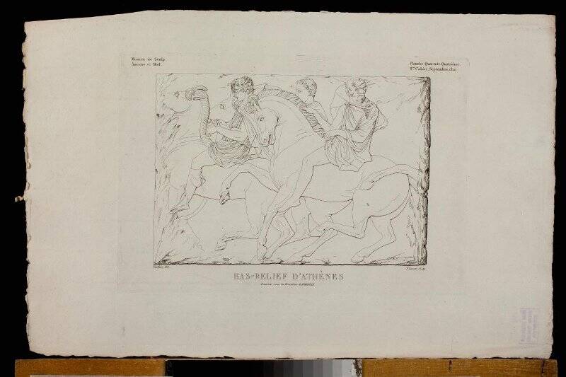 Bas-Relief d'Athenes. Execute sous la Direction de Phidius Monumens de sculpture anciens et modernes publies par Vauthier et Lacour... Гравюра