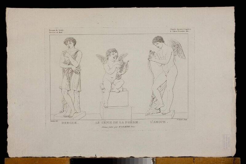 Le Genie de la Poesie, L'Amour, Berger Monumens de sculpture anciens et modernes publies par Vauthier et Lacour... Гравюра