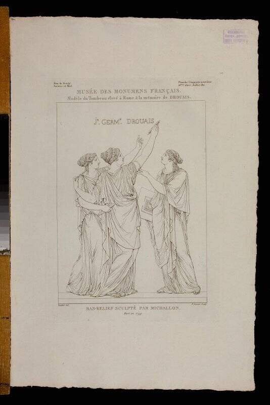 Modele du Tombeau, eleve a Rome a la memoire de Dranais Monumens de sculpture anciens et modernes publies par Vauthier et Lacour... Гравюра