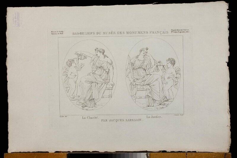 Bas-Relief du Musee des Monuments Francais Monumens de sculpture anciens et modernes publies par Vauthier et Lacour... Гравюра