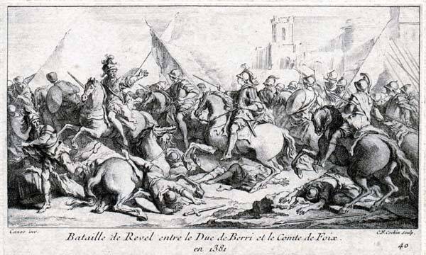 Битва у Ревеля между герцогом Беррийским и графом де Фуа в 1381 году. Книжная иллюстрация