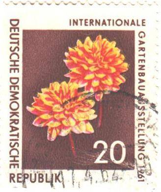 Почтовая марка Германской Демократической Республики. Международная выставка садоводства INTERNATIONALE GARTENBAUAUSSTELLUNG. 