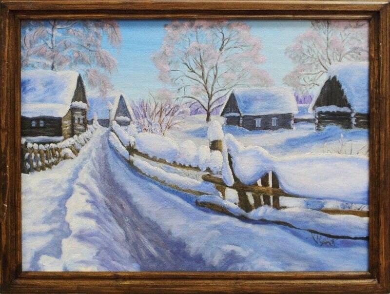 Картина. «Зимняя деревня».