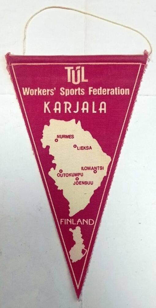 Вымпел. «TUL Workers’ Sports Federation KARJALA» (Федерация рабочего спорта). Республика Финляндия, 1970-е гг.