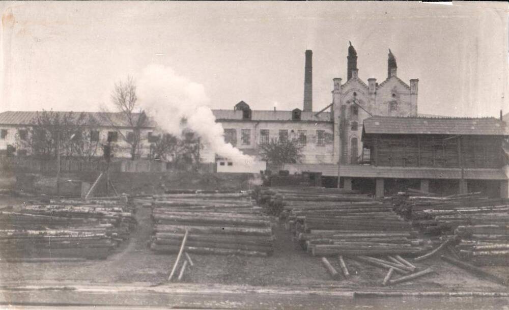 Фотография видовая черно-белая. Завод дубильных экстрактов Пионер.