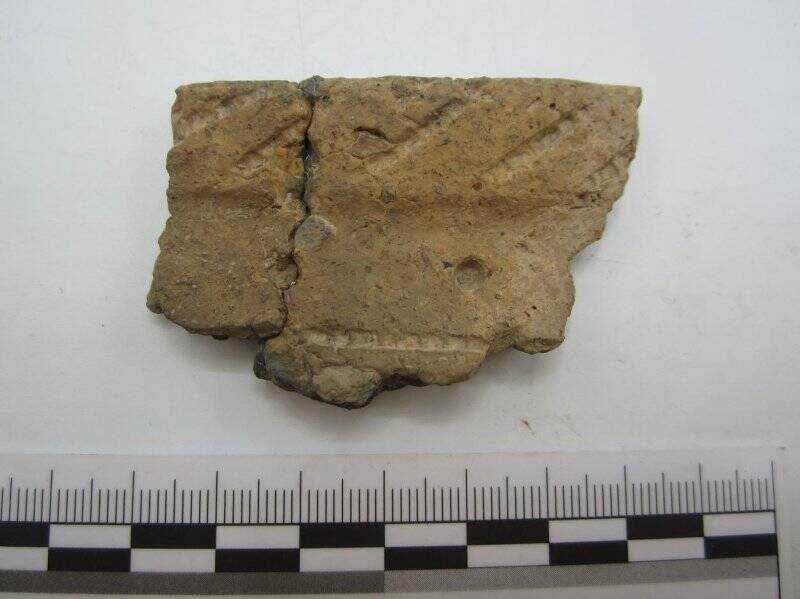 Фрагмент венчика керамического сосуда (склеен с фрагментом ТОКМ 11474/738)