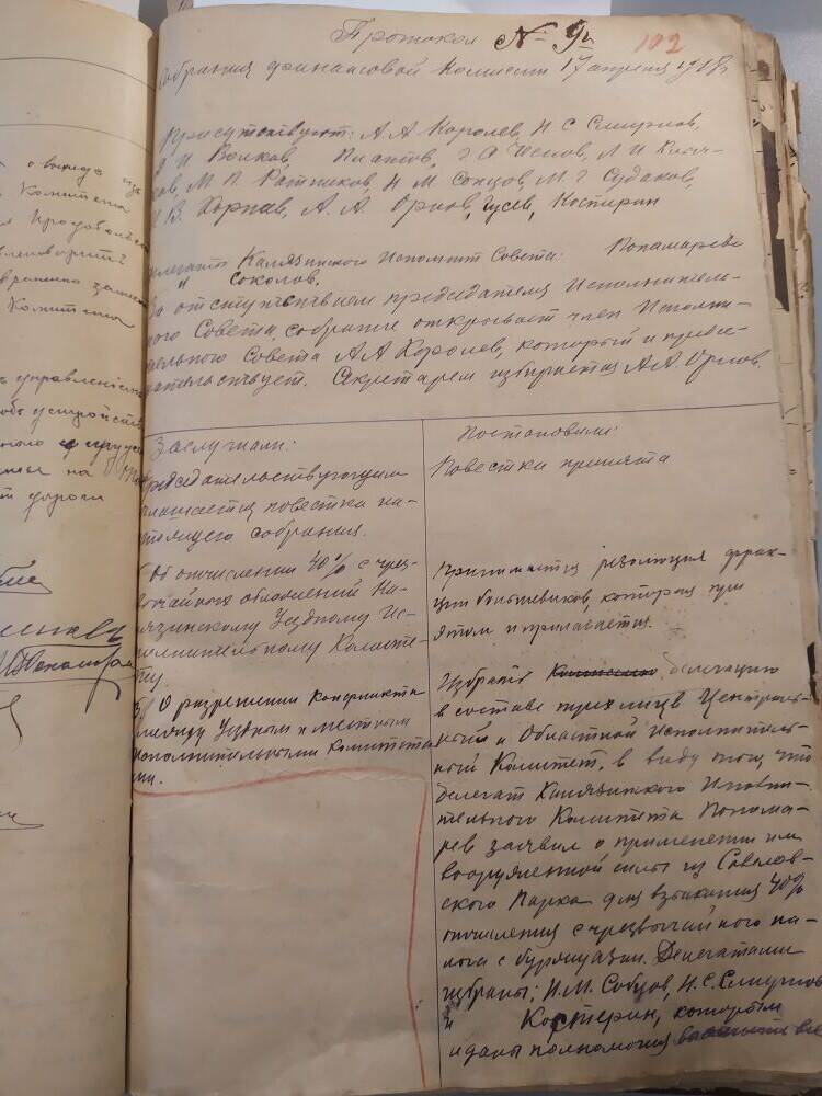 Протокол № 9 собрания финансовой комиссии от 17 апреля 1918 г.