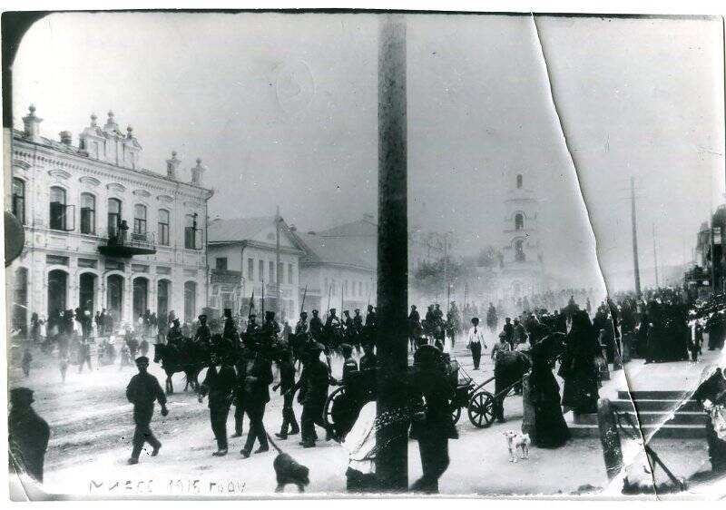 фотокопия. Проводы кундравинских казаков на первую мировую войну.