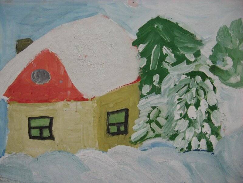 Снежный дом. Детский рисунок
