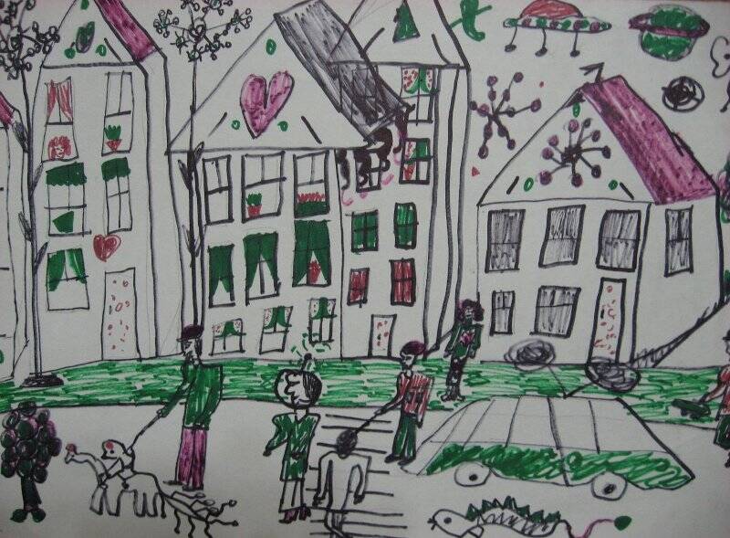 Город. Детский рисунок