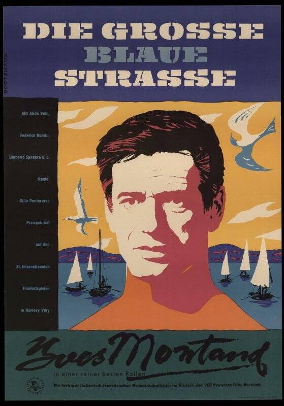 Плакат. Die grosse blaue Strasse. Yves Montand.