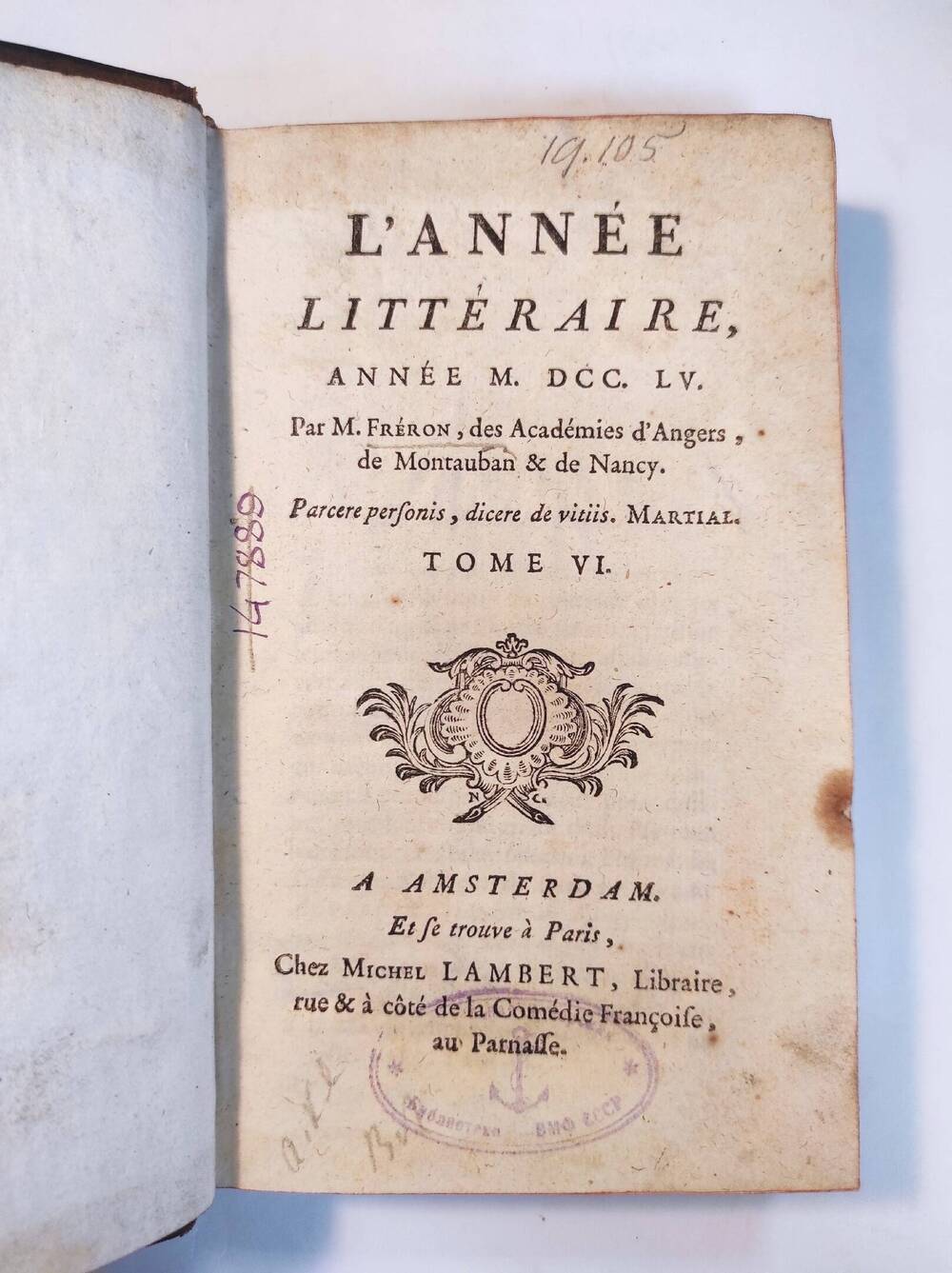 L'année littéraire, année M.DCC.LV T. 6 : T. 6 [17??].