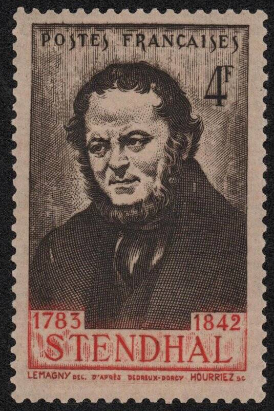 Марка почтовая. «Beyle Henri (Stendhal) (1783-1842)» («Бейл Анри (Стендаль) (1783-1842)»)