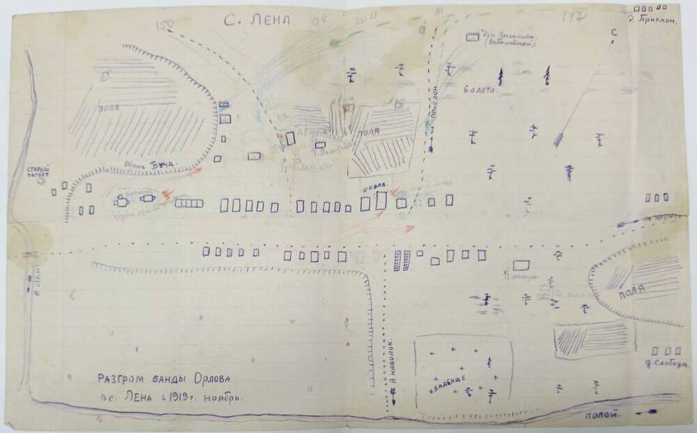 Карта-схема боя в с. Лена в ноябре 1919 г.