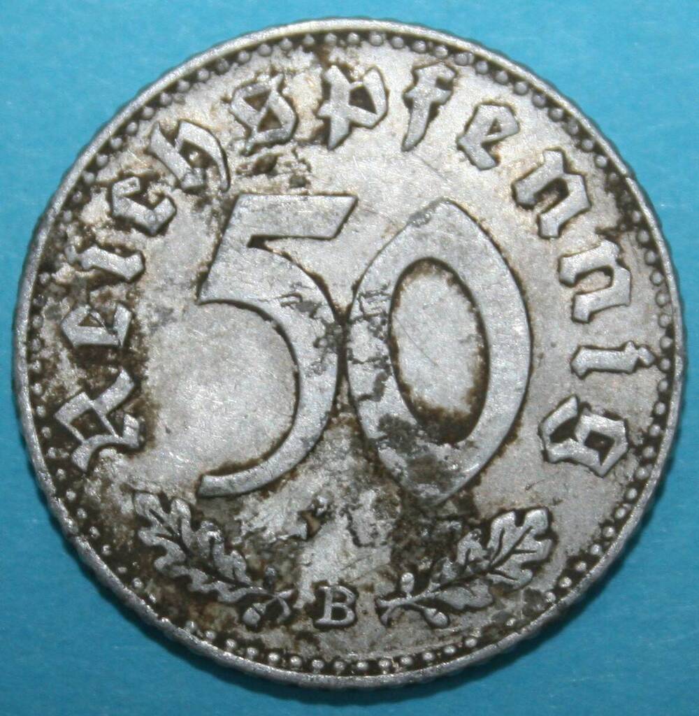 Монета Германии. 50 Reichpfennig 1943 г.