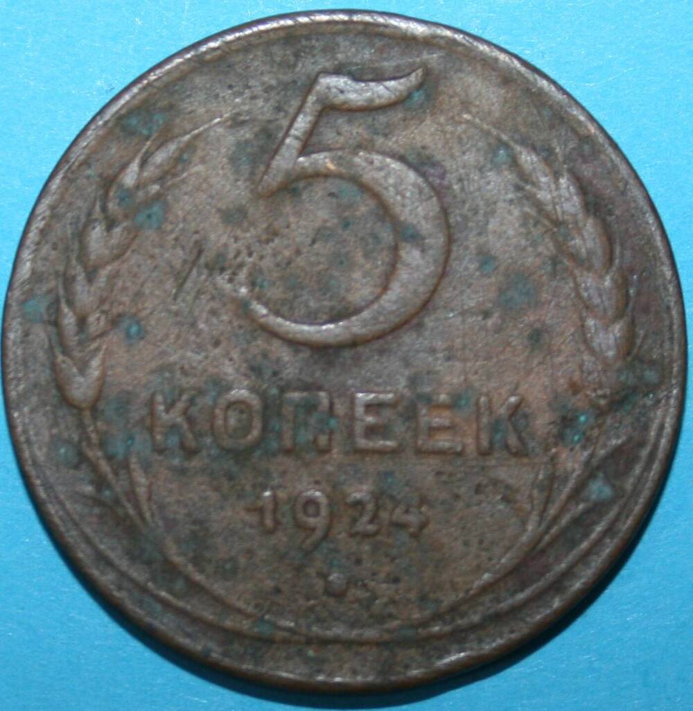 Монета банка СССР. 5 копеек 1924 г.