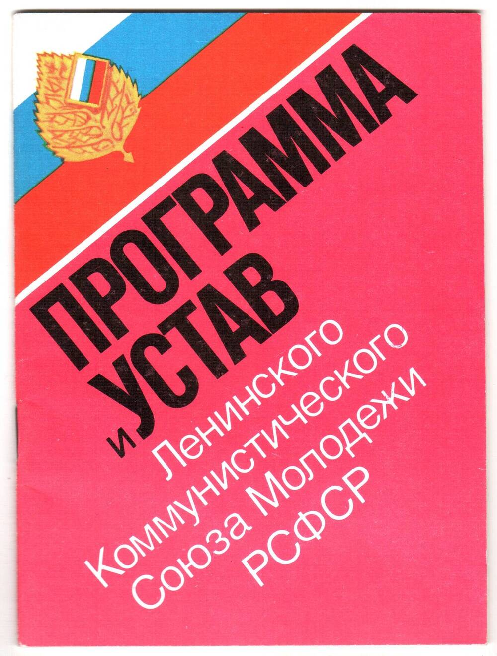 Брошюра Программа и Устав Ленинского коммунистического Союза Молодежи РСФСР.