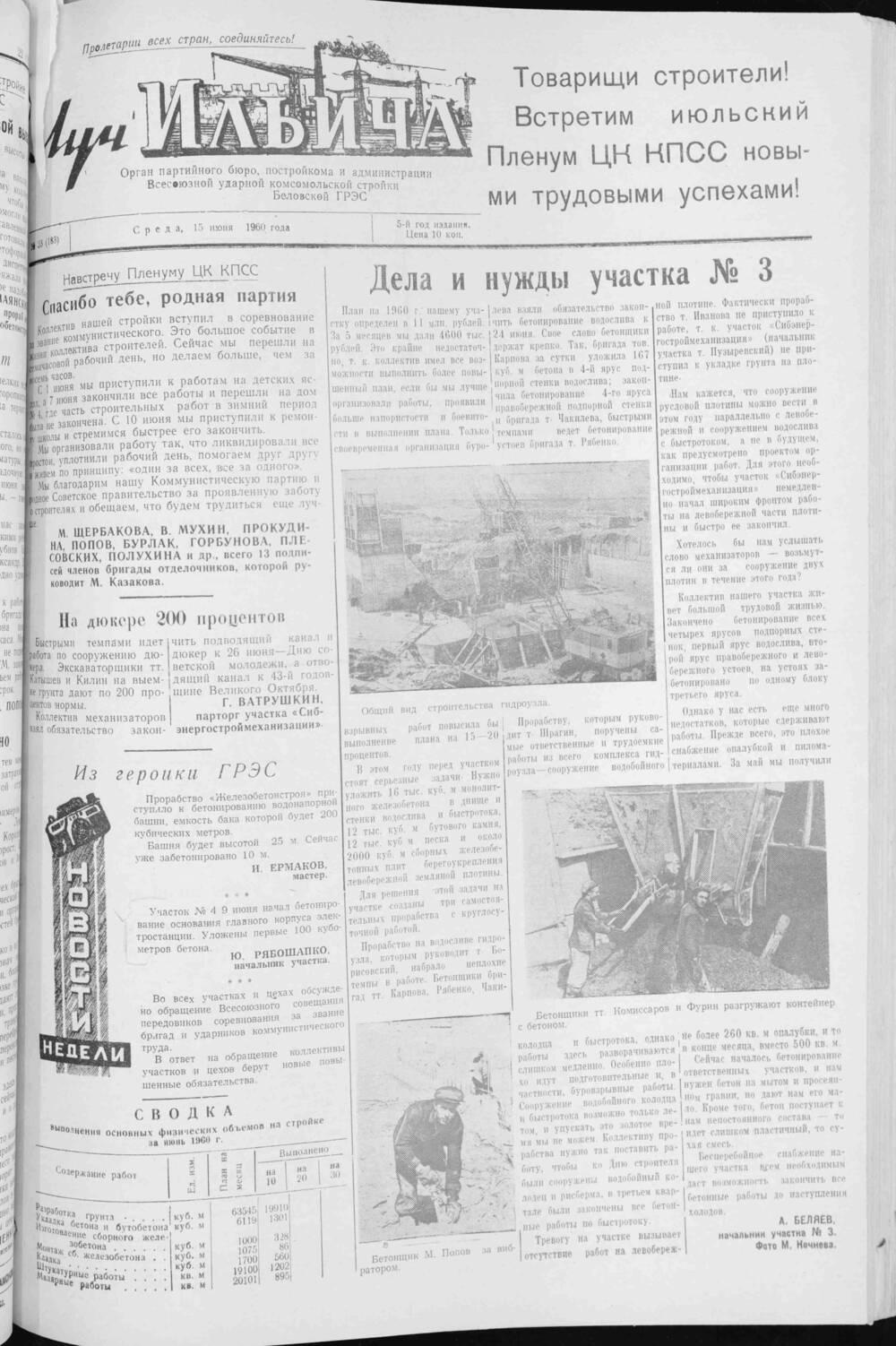 Газета «Луч Ильича» №23  1960 г.