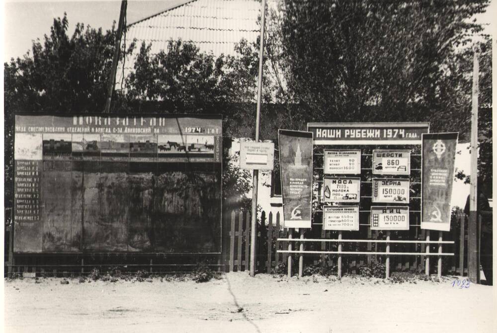 Фото - совхоз Аниховский, доска показателей, 1974 г.