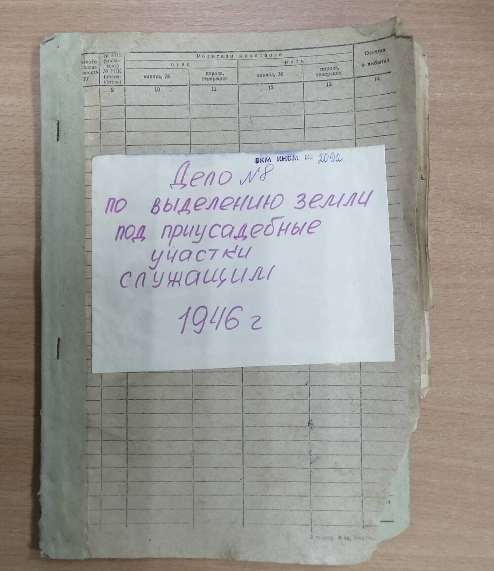 Дело  № 8 по выделению земли под приусадебные участки служащим, 1946 год