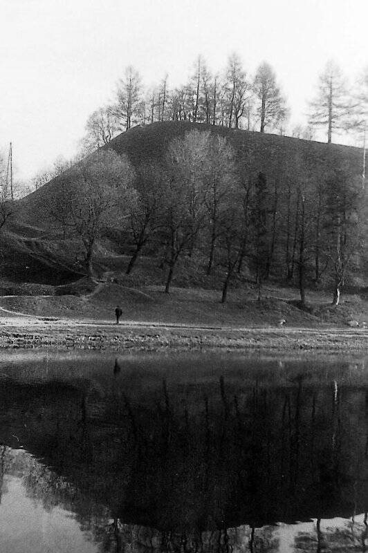 Негатив черно- белый. На реке.