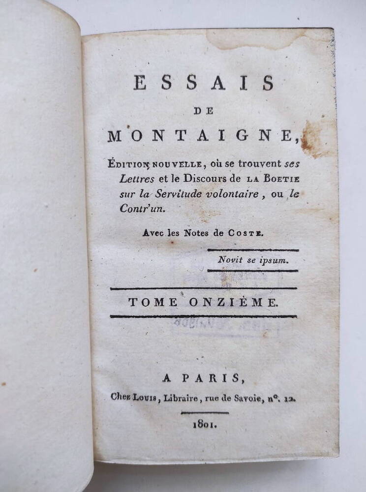 Essais de Montaigne T. 11 : T. 11 1801.