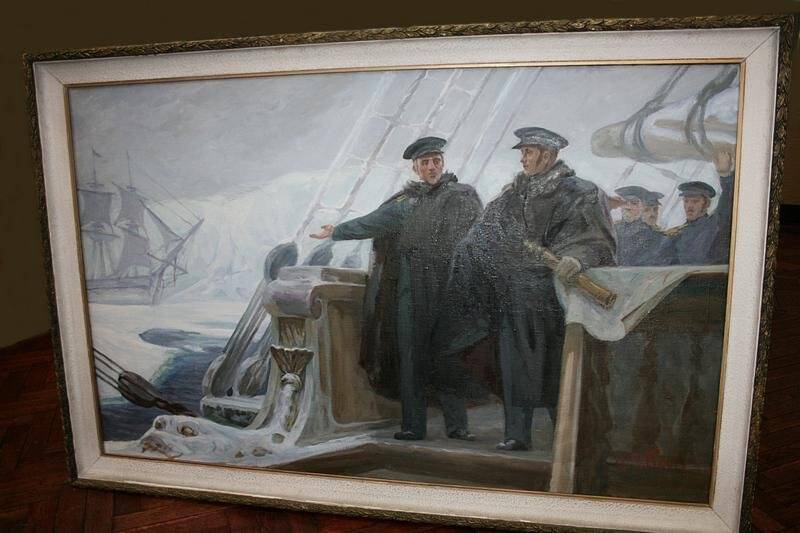 Ф.Ф. Беллинсгаузен и М.П. Лазарев у берегов Антарктиды. 1820 г. Картина