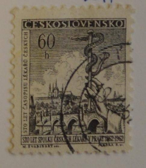 Марка почтовая. Мост в Праге. из Коллекции марок Чехословацкой Социалистической республики