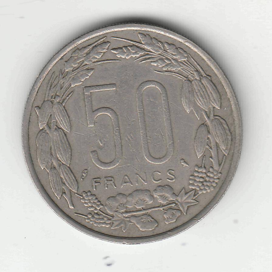 Монета 50 франков. Центрально-Африканская Республика.