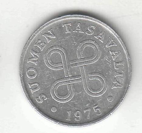 Монета 1 пенни 1975 г. Финляндия.