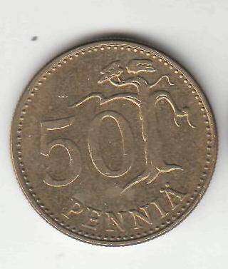 Монета 50 пенни 1976 г. Финляндия.
