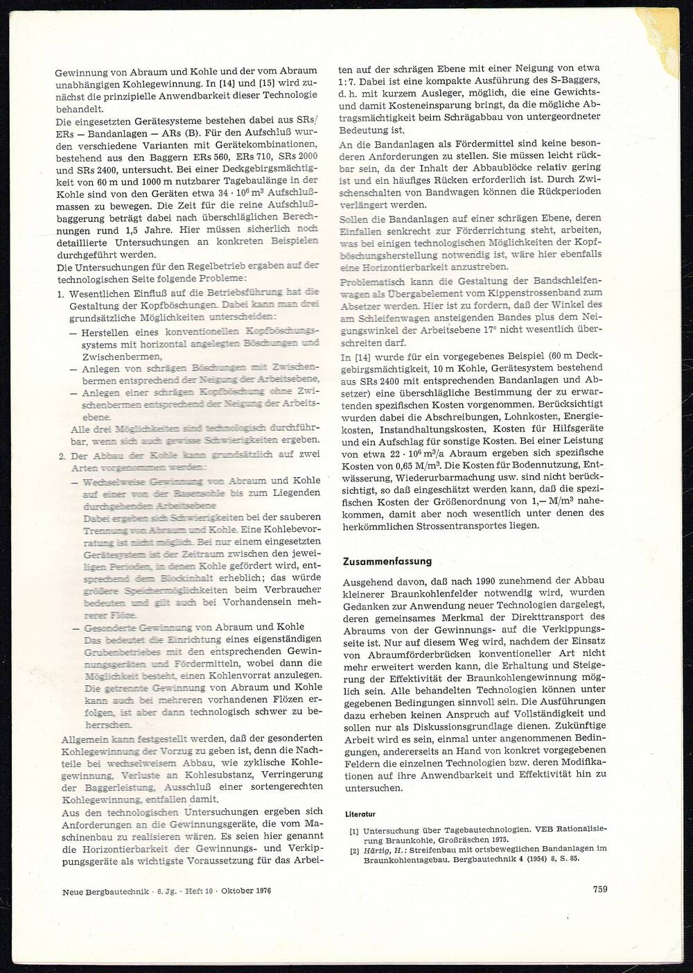 Оттиск отдельный статьи. Мельников Н.В. «Prinzipien der technologischen…». Журнал «Новая горная техника» ГДР, октябрь 1976 г.