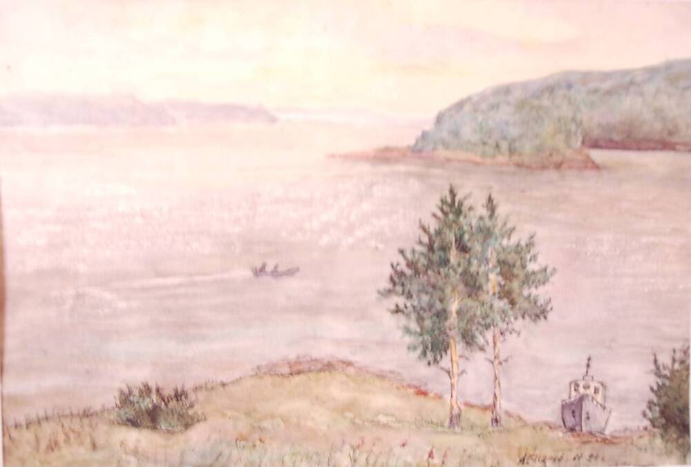 Картина Усть-Илимское море над Илимской пашней - над селом Нижнеилимское.