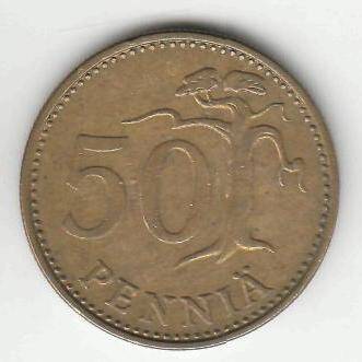 Монета 50 пенни 1977 г. Финляндия.