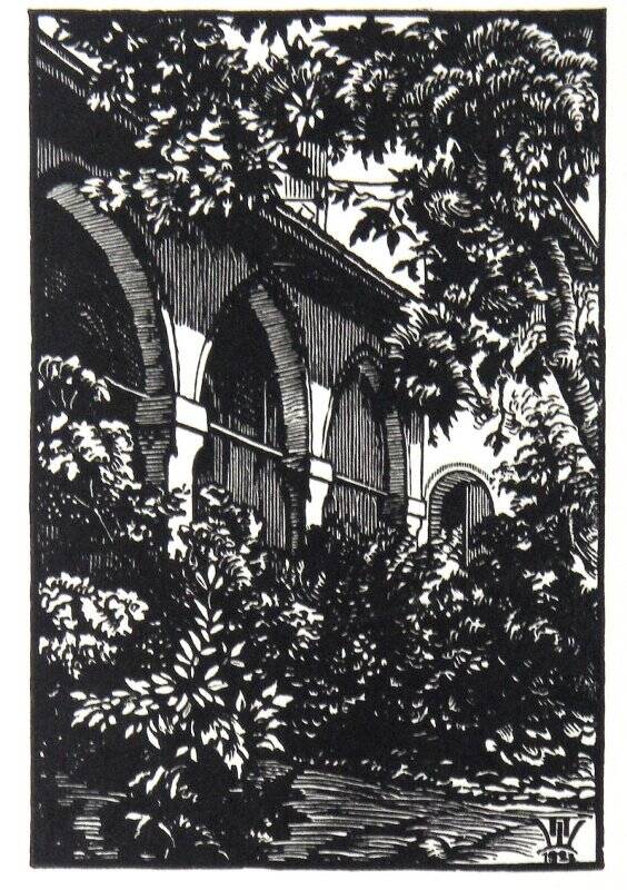 Бахчисарай. Аркады мечети. 1923. Из альбома № 2  Двадцать гравюр на дереве