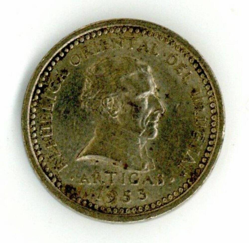 Монета 2 сентесимо. Уругвай. 1953 г.