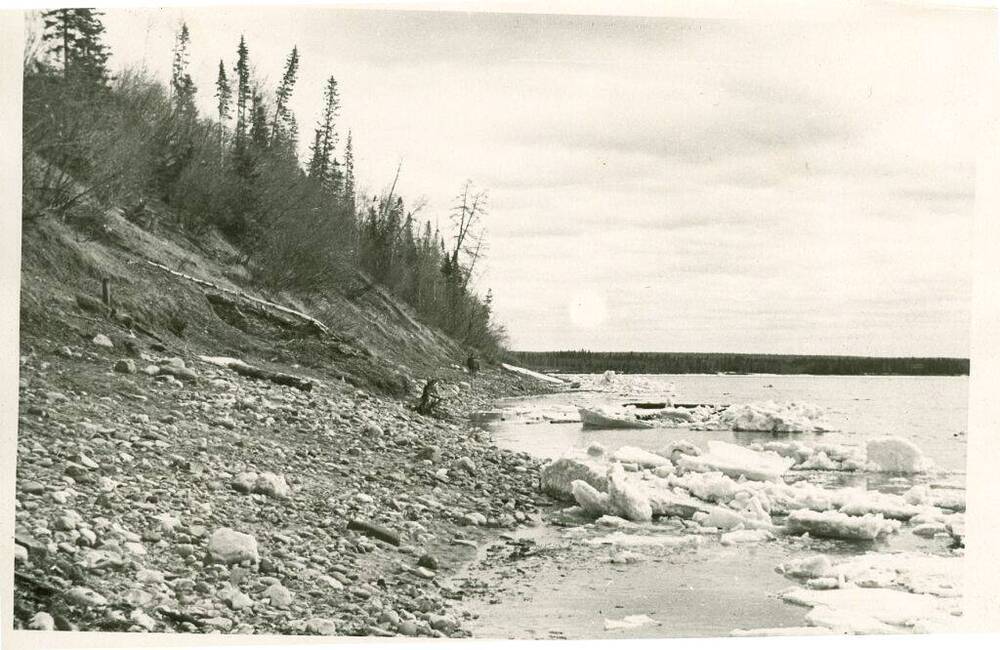 Фото черно-белое, видовое Река Печора после ледохода, Коми АССР, 1961 г.