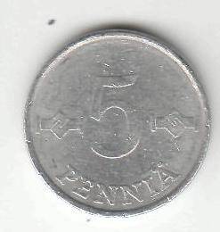 Монета 5 пенни 1978 г. Финляндия.
