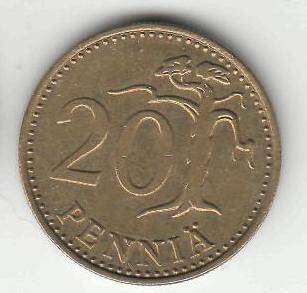 Монета 20 пенни 1978 г. Финляндия.