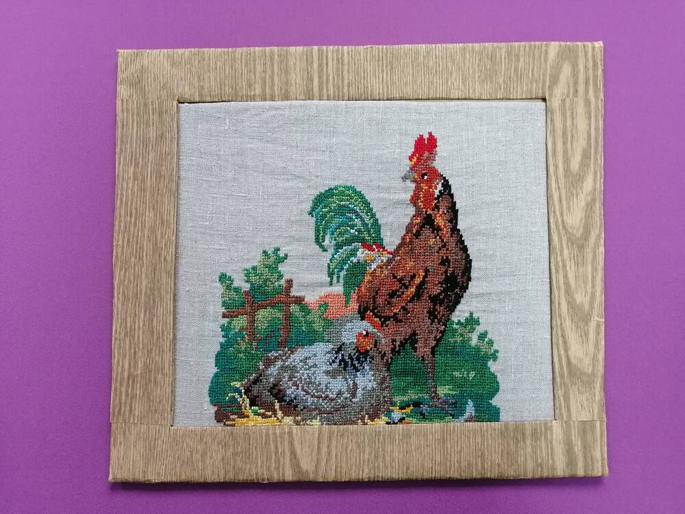 Картина Петух с курицей - вышивка крестом
