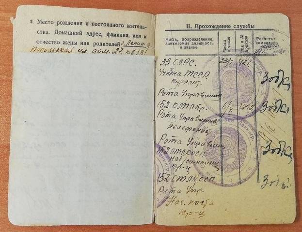 Документ. Красноармейская книжка Тимонина П.П., выданная 1 марта 1944 г.