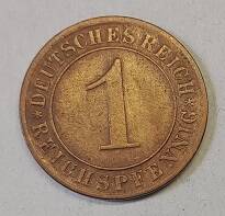 Монета 1 рейхспфенниг, Германия