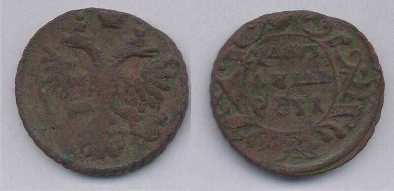 Монета. Монета полушка 1739 года., Российская империя
