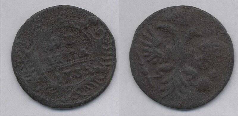 Монета. Монета деньга 1735 года., Российская империя