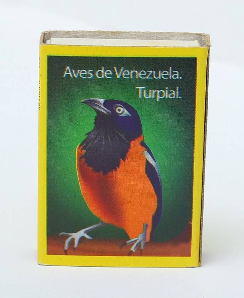 Коробка спичечная с этикеткой (Aves de Vehezuela. Turpial). 